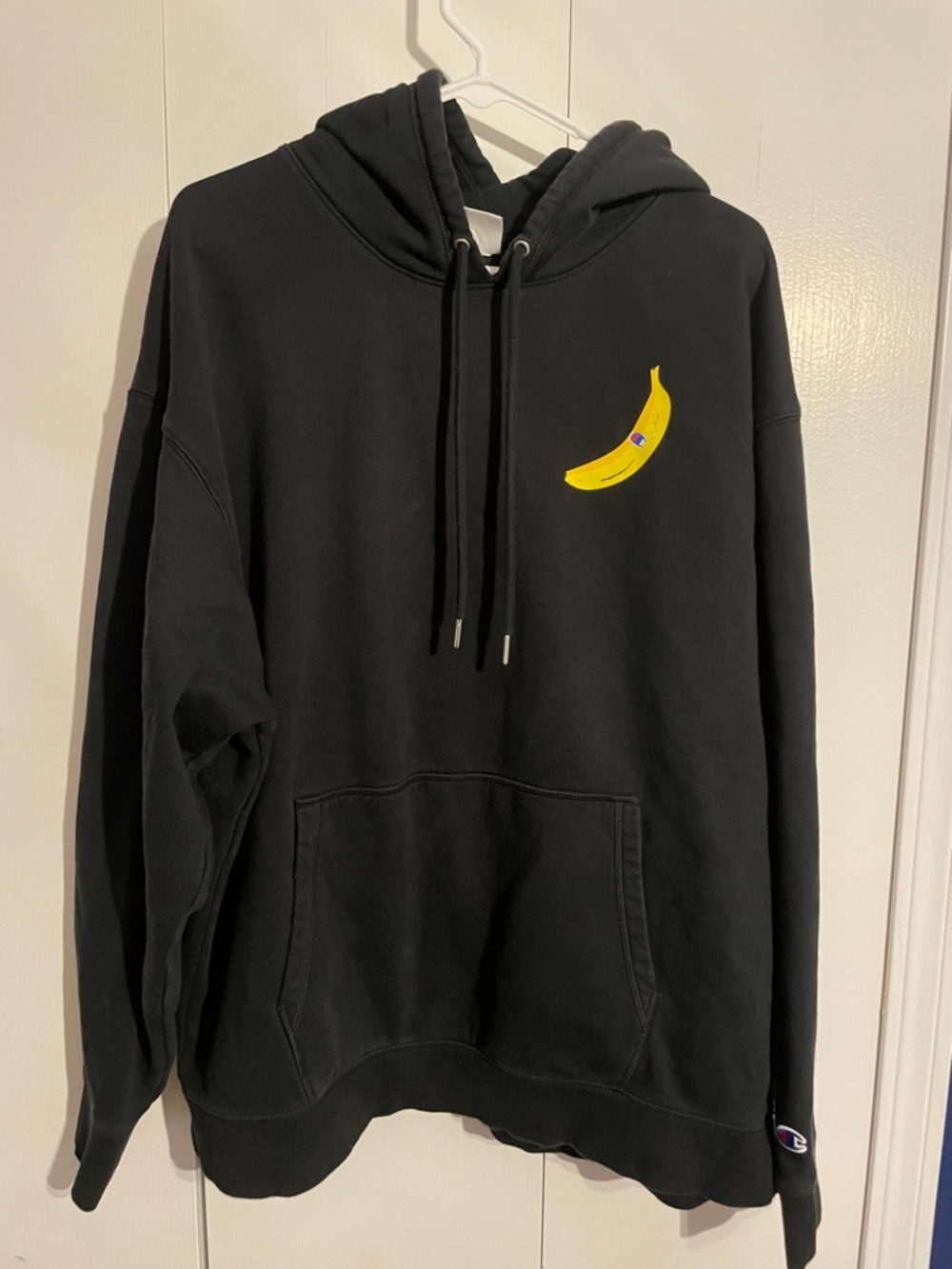 Champion Black Hoodie with Yellow Banana Graphic